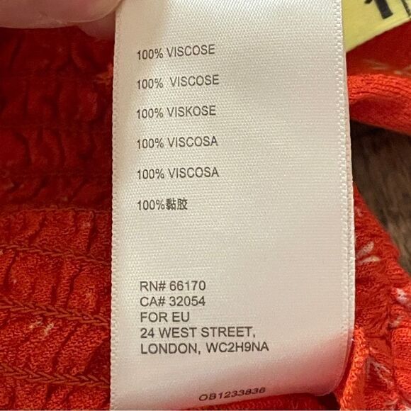 Urban Outfitters Off Shoulder Long Sleeve Crop Top Orange White Floral Medium - Picture 12 of 13